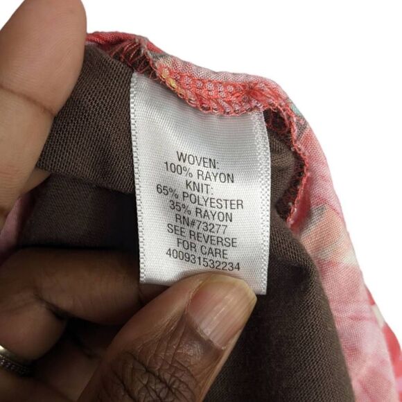 Sonoma Blouse Sleeveless back tie detail Tropical Print Medium Pink Red - Picture 5 of 10